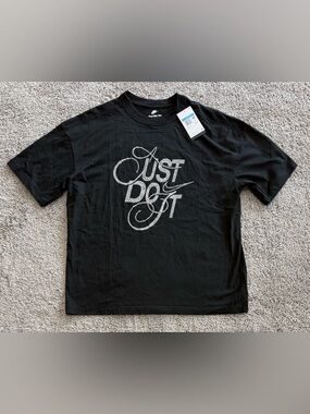 Nike Just Do It Rhinestone Embellished Oversized T-Shirt FZ1153-010 Women Size M